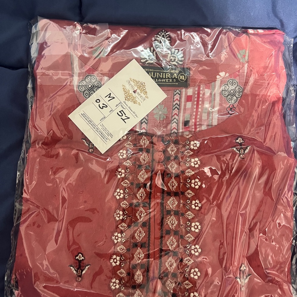 Embroidered Long Sleeve Women's Dress in Red